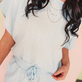 Textured Knit Loose Fit Set - Sky