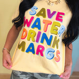 Save Water Drink Margs Graphic Tee - Butter Yellow - Lace and Grace Boutique