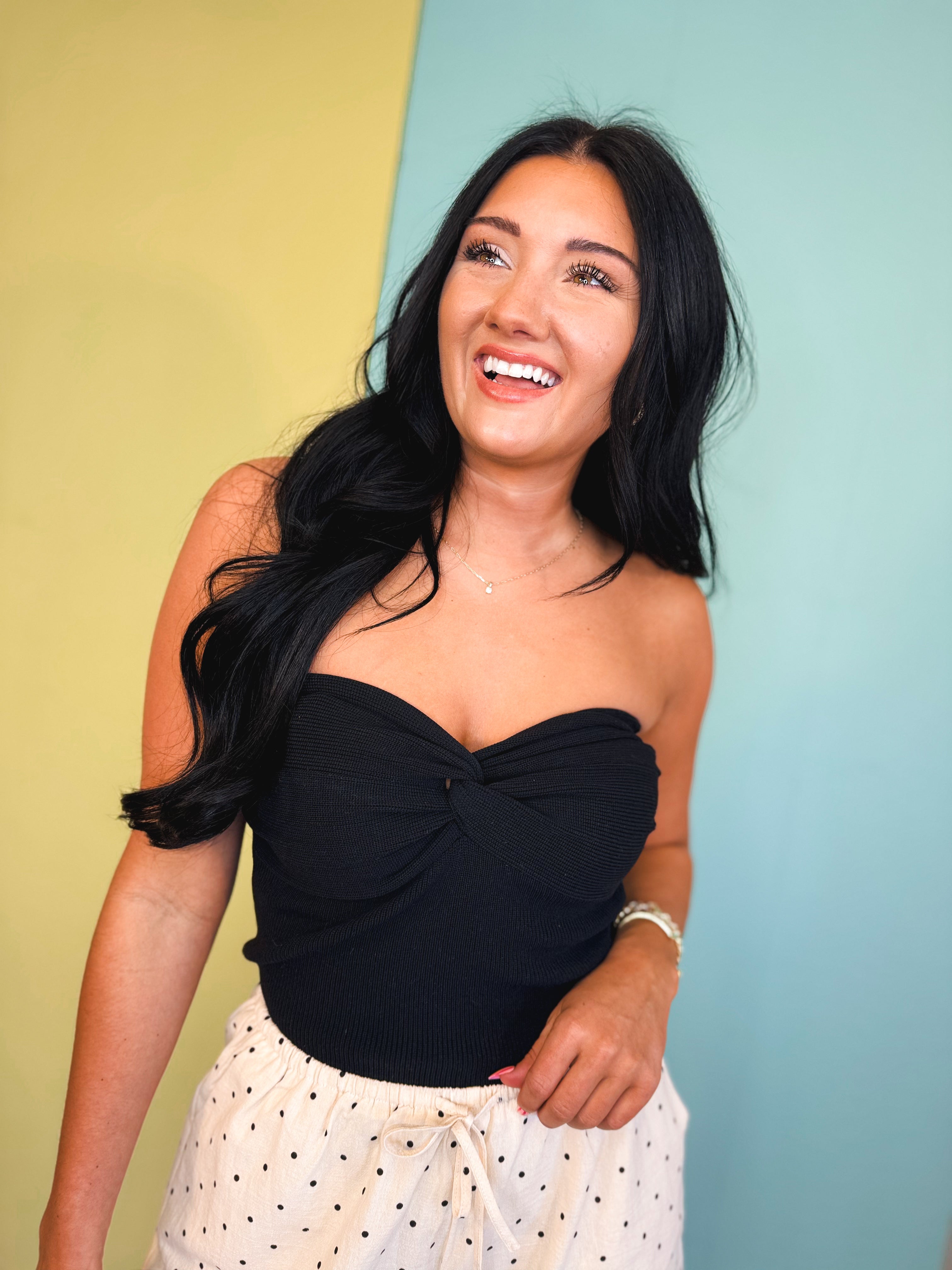 Twist Front Tube Top - Black - Lace and Grace Boutique