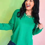 Lightweight Boat Neck Sweater - Green - Lace and Grace Boutique