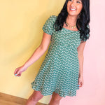 Embroidered Babydoll Mini Dress - Eucalyptus - Lace and Grace Boutique