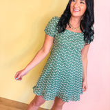 Embroidered Babydoll Mini Dress - Eucalyptus - Lace and Grace Boutique