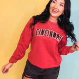 Cincinnati Sweatshirt - Heather Red - Lace and Grace Boutique