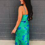 Floral Slip Maxi Dress - Blue/Green - Lace and Grace Boutique