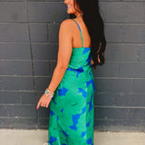 Floral Slip Maxi Dress - Blue/Green - Lace and Grace Boutique