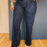 KanCan High Rise Wide Leg Jean - Dark Denim - Lace and Grace Boutique