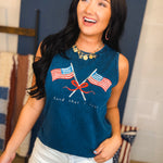 Land That I Love Mineral Washed Tank Top - Navy - Lace and Grace Boutique