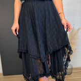 Lace Tier Midi Skirt - Black - Lace and Grace Boutique