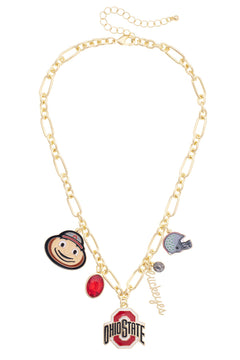 Ohio State Buckeyes Chunky Chain Link Charm Necklace - Lace and Grace Boutique
