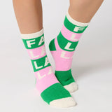 Fa La La La Cozy Socks - Green/Pink