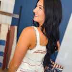 Textured Stripe Pattern Knit Top - Cream Multi - Lace and Grace Boutique