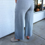 Pigment Wash French Terry Wide Leg Pants - Sleet - Lace and Grace Boutique