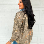 Camo Print Denim Collar Button Up Shacket - Grey Multi - Lace and Grace Boutique