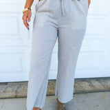 Mini Plaid Woven Drawstring Pants - Cloud/Cream