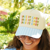 Take it Easy Trucker Hat - Blue Stripe