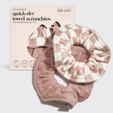 Kitsch Microfiber Quick-Dry Towel Scrunchie Set - Terracotta Checker