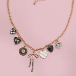 Charm Necklace - Bow, Checker, & Heart - Lace and Grace Boutique