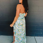 Strapless Asymmetric Ruffle Hem Maxi Dress - Delicate Blues - Lace and Grace Boutique