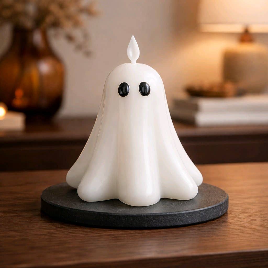 Ghost with Feet, Moving Flame LED Candle 5.3x5in - Lace and Grace Boutique