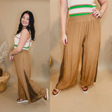 Catch Them Looking Crochet Detail Pants - Hazelnut