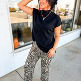 Simply Southern Leopard Printed Straight Leg Denim Pant
