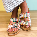 Tatum Buckle Slide Sandal - Multicolor - Lace and Grace Boutique