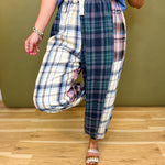 Mixed Plaid Drawstring Pants - Green Multi - Lace and Grace Boutique