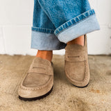 Birkenstock Naples Wrapped Suede Leather Clog - Taupe - Lace and Grace Boutique