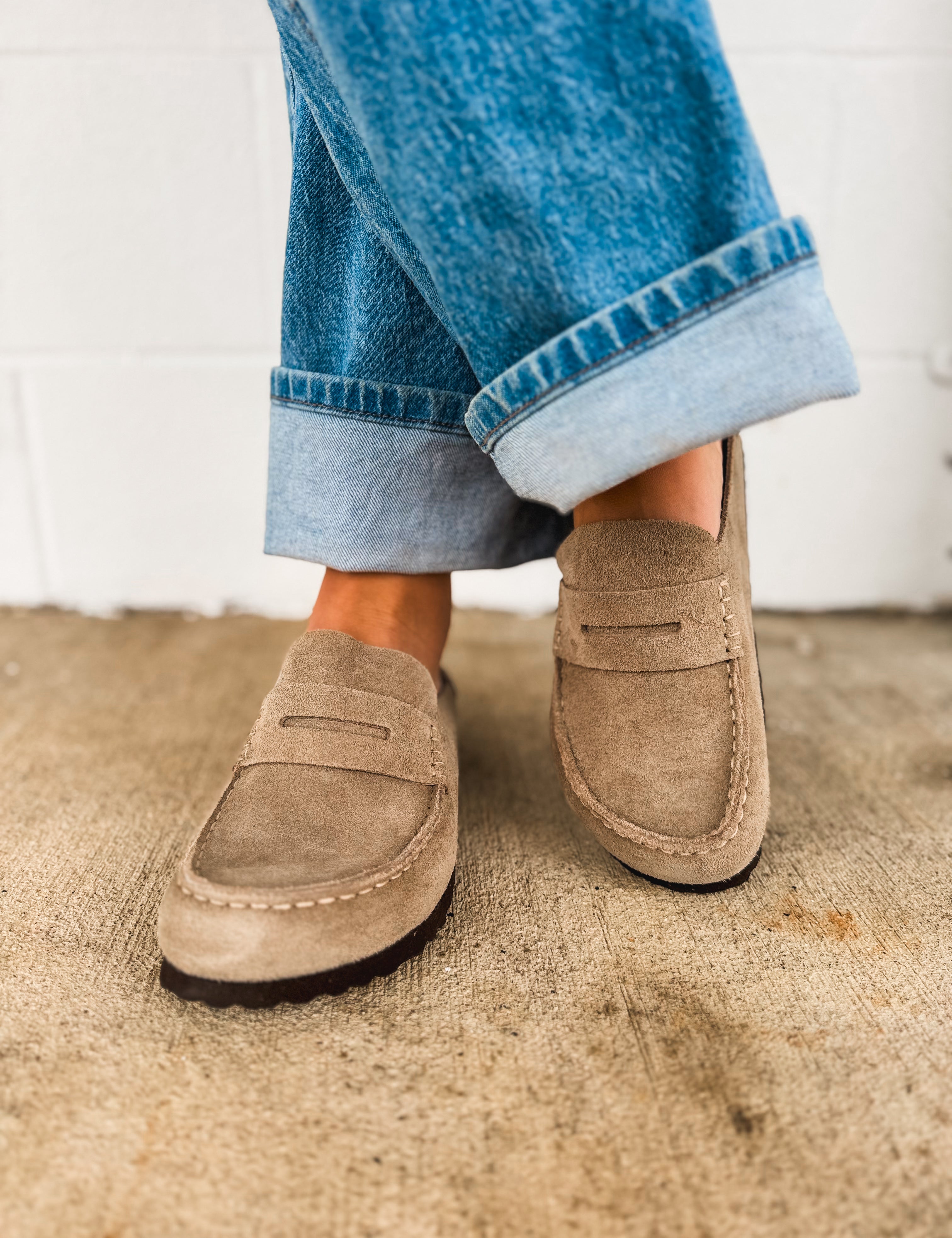 Birkenstock Naples Wrapped Suede Leather Clog - Taupe - Lace and Grace Boutique