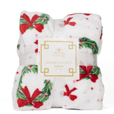 Christmas Bow Wreath Soft Throw Blanket