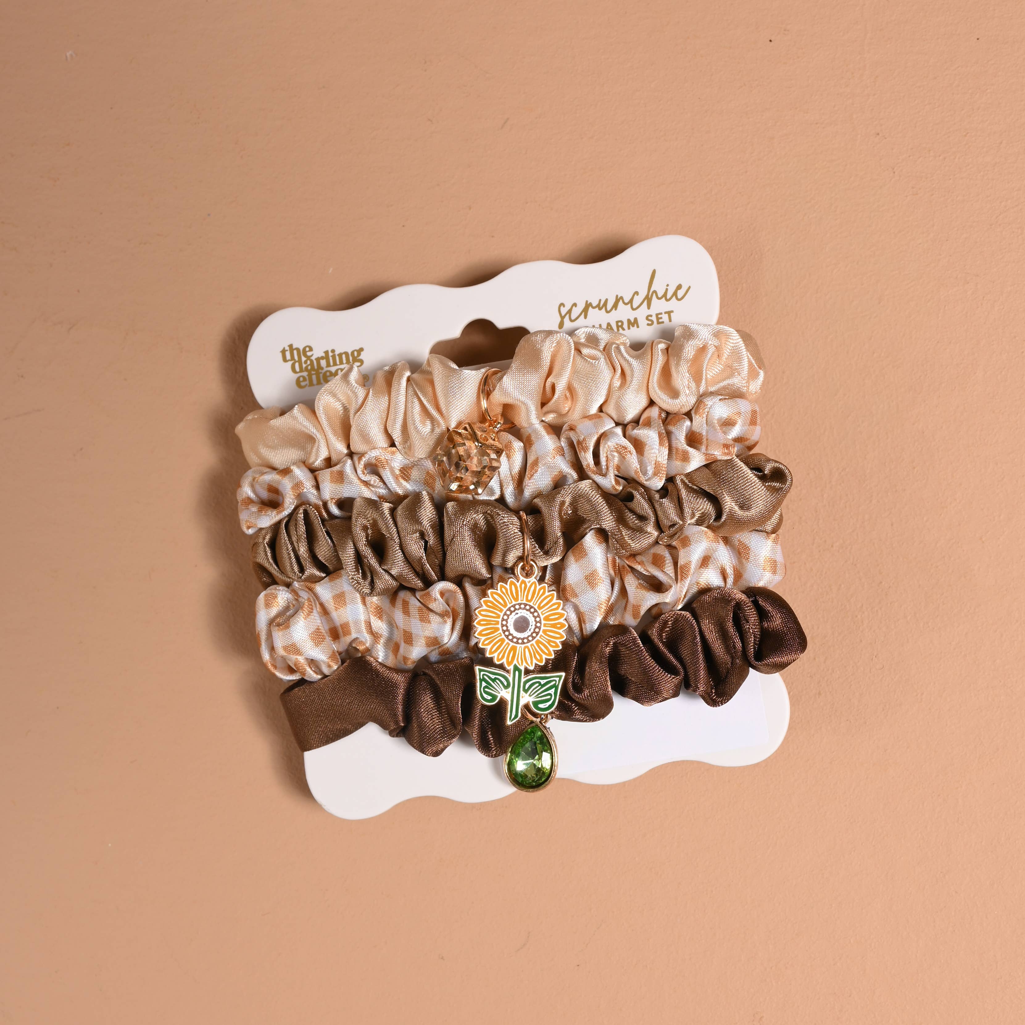 Scrunchie Charm Set - Maple Gingham Combo - Lace and Grace Boutique