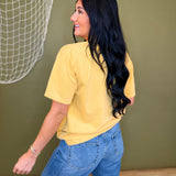 Blame It All On My Roots Trout Graphic Tee - Mustard - Lace and Grace Boutique
