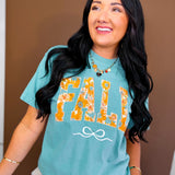 Fall Floral Bow Graphic Tee - Seafoam
