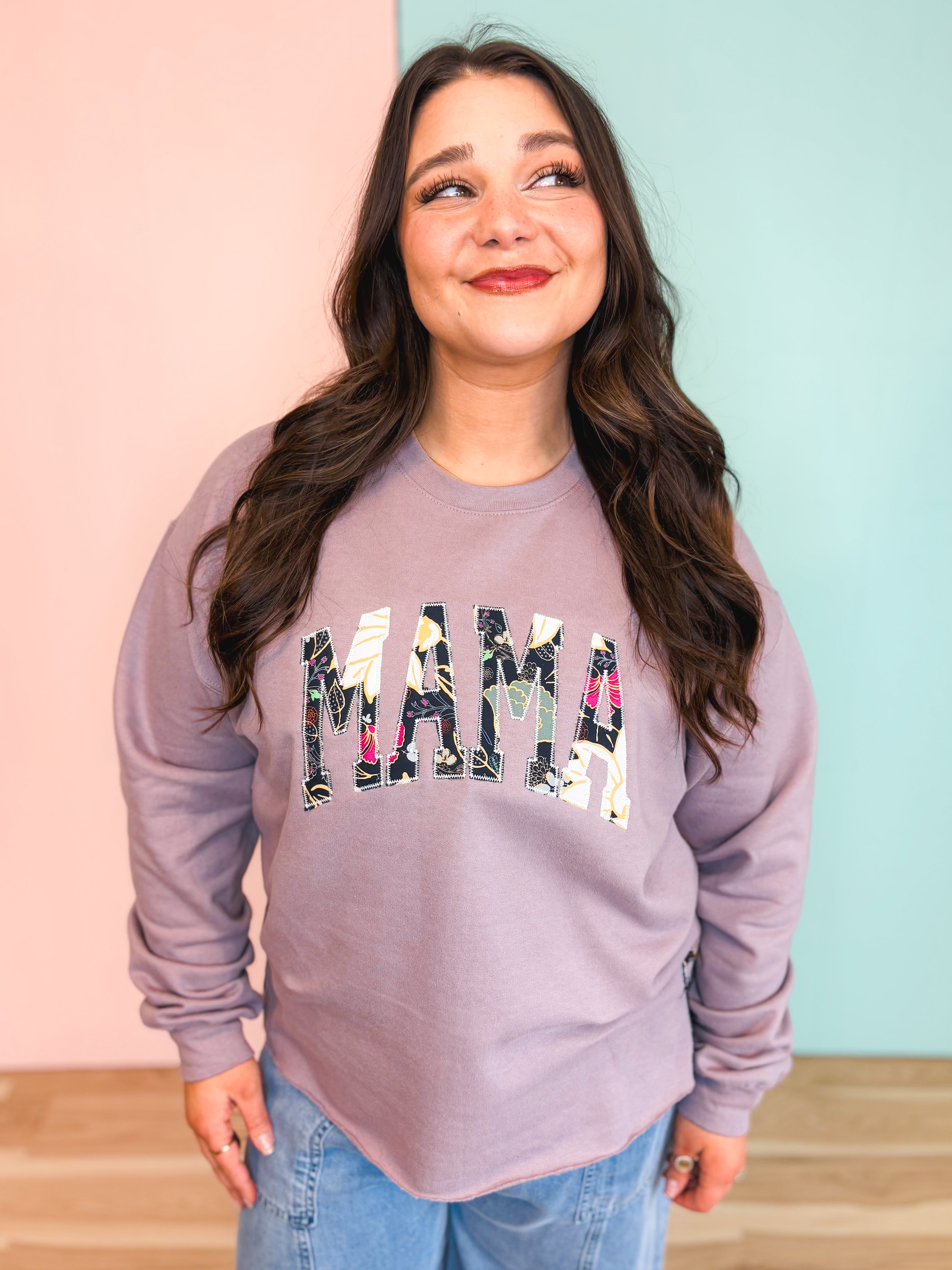 Mama Bow Crewneck Sweatshirt - Soft Purple - Lace and Grace Boutique