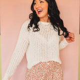 Open Ribbed Knit Sweater - Off White