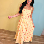 Polka Dot Woven Midi Dress - Light Yellow - Lace and Grace Boutique