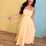 Polka Dot Woven Midi Dress - Light Yellow - Lace and Grace Boutique