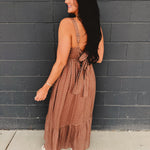 Polka Dot Square Neck Maxi Dress - Latte - Lace and Grace Boutique