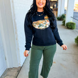 Simply Southern Camo Duck Patch Sweatshirt - Black - Lace and Grace Boutique