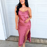 Lace Detail Side Slit Maxi Dress - Antique Rose - Lace and Grace Boutique