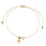 Heart & Cross Charm Woven Bracelet