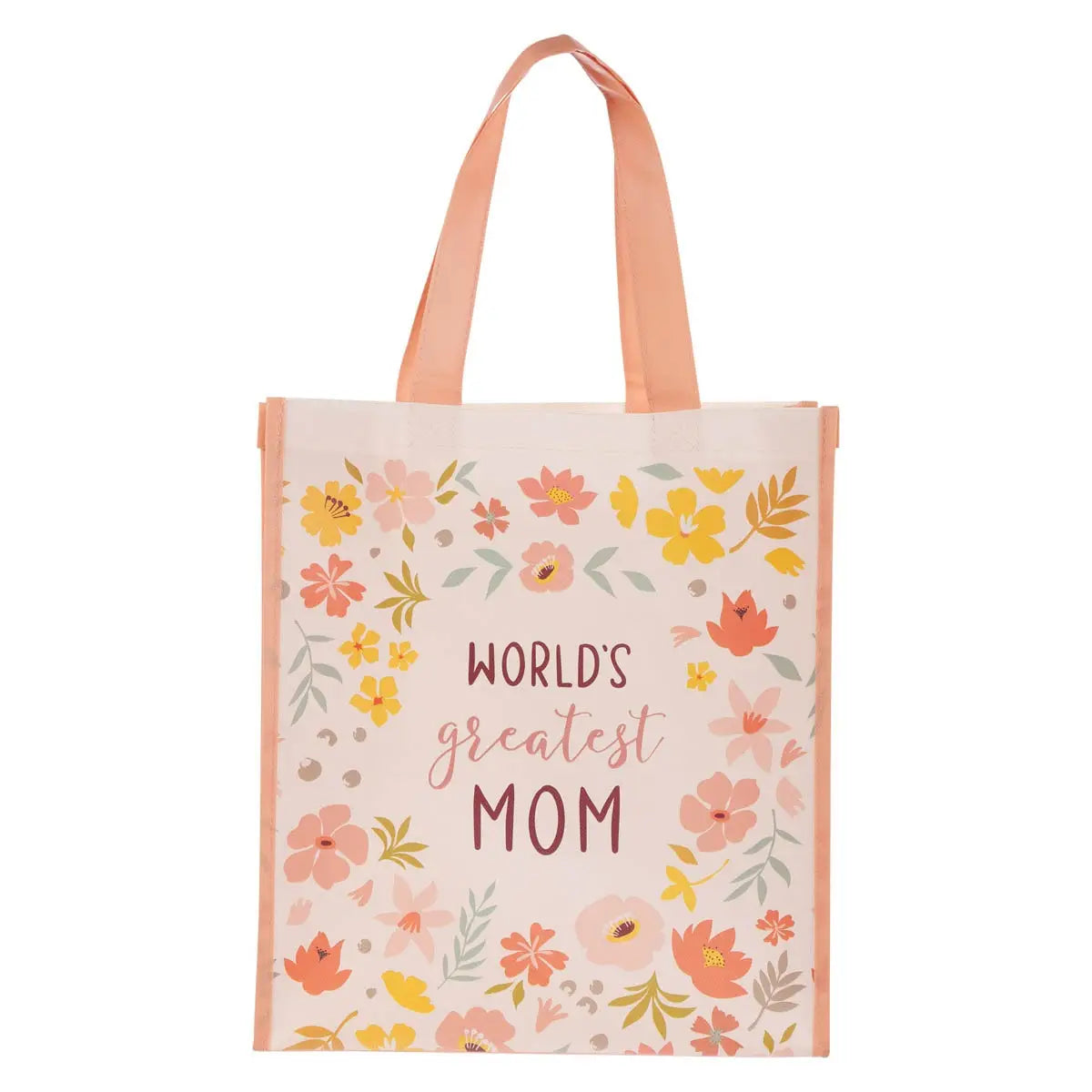 World's Greatest Mom Floral Print Tote - Lace and Grace Boutique