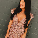Floral Front Tie Tiered Midi Dress - Mauve - Lace and Grace Boutique