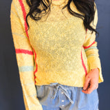 Multicolor Striped Lightweight Sweater - Butter/Papaya - Lace and Grace Boutique