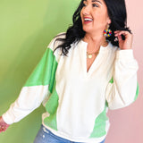 Oversized Colorblock Knit Top - Honeydew - Lace and Grace Boutique