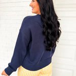 Corn Knit Pullover Sweater - Navy - Lace and Grace Boutique