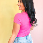 Basic Knit Short Sleeve Top - Punch - Lace and Grace Boutique