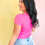 Basic Knit Short Sleeve Top - Punch - Lace and Grace Boutique