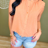 Lace Trim Swiss Dot Button Up Tank Top - Sienna - Lace and Grace Boutique