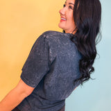 No Crying In Baseball Mineral Wash Tee - Vintage Black - Lace and Grace Boutique